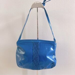 Vintage Caressa Spain Blue Leather Crossbody Bag